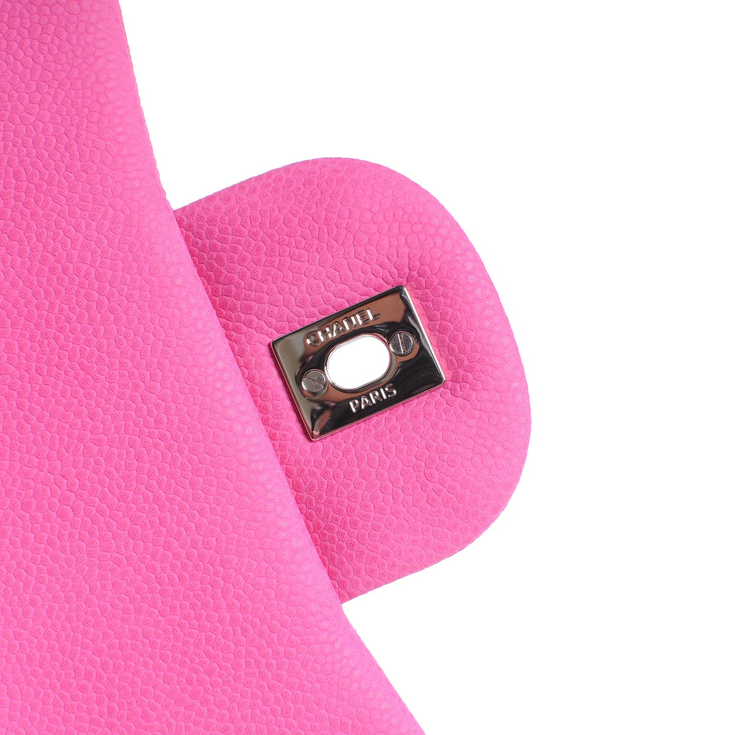 Iridescent Caviar Maxi Double Flap Hot Pink