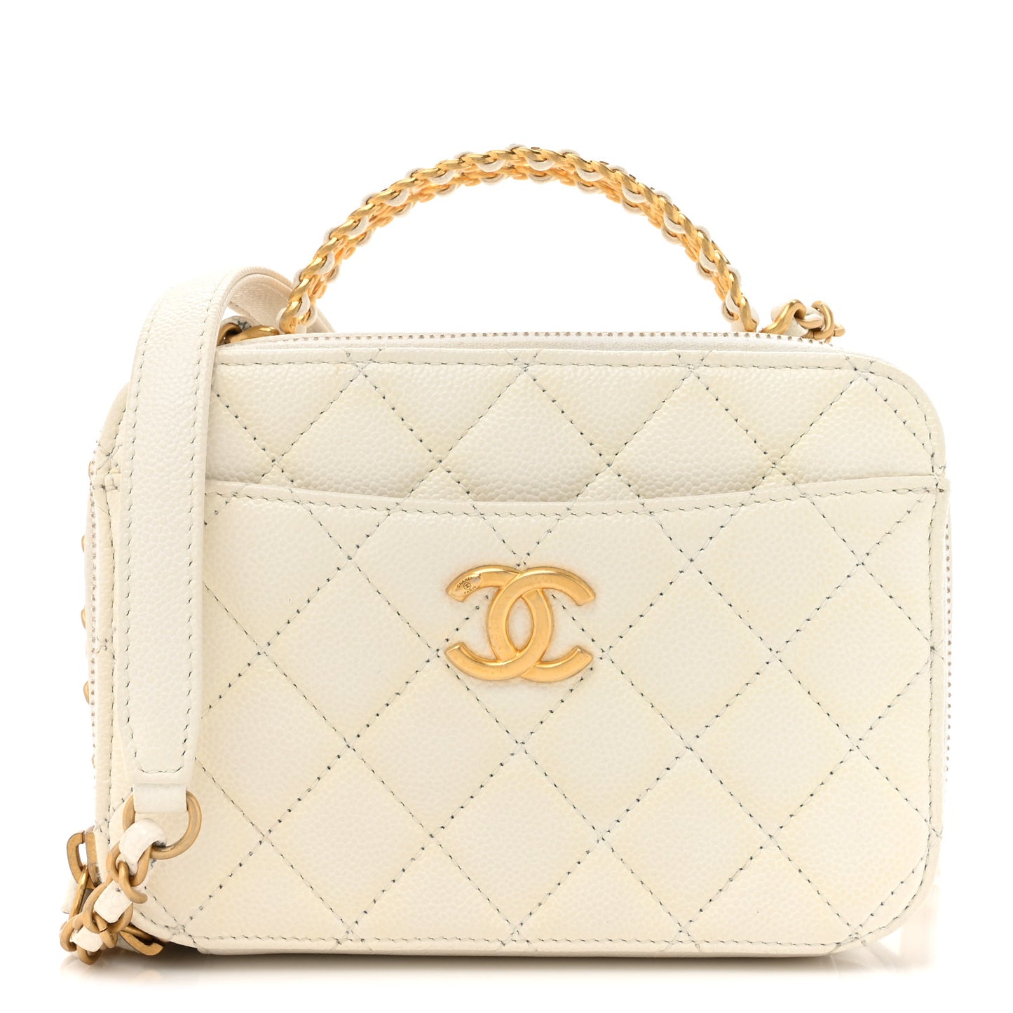 Caviar Quilted Mini Pick Me Up Vanity Case White