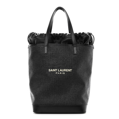 Saint Laurent Linen Canvas Teddy Shopping Bag Black 1 of 11