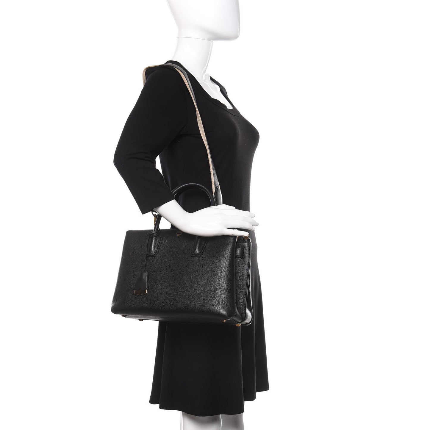 Grained Calfskin Medium Milla Tote Black