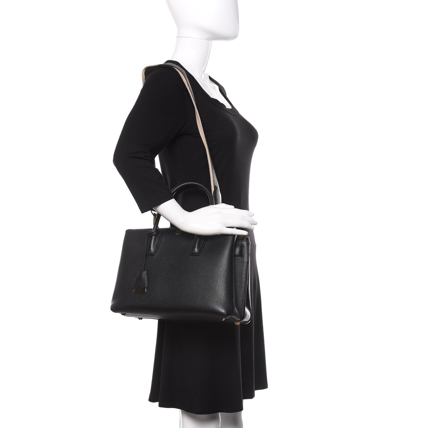 MCM Grained Calfskin Medium Milla Tote Black 2 of 15