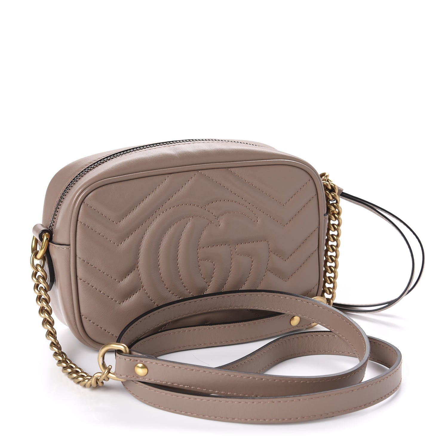 Gucci Calfskin Matelasse Mini GG Marmont Chain Shoulder Bag Porcelain Rose 3 of 11