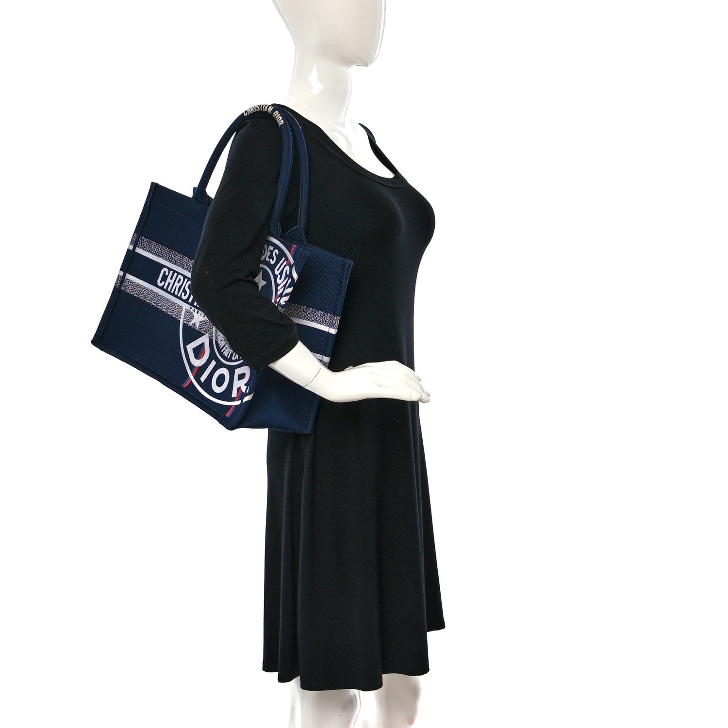 Christian Dior Canvas Jute Dior Union Embroidered Medium Book Tote Blue 2 of 8