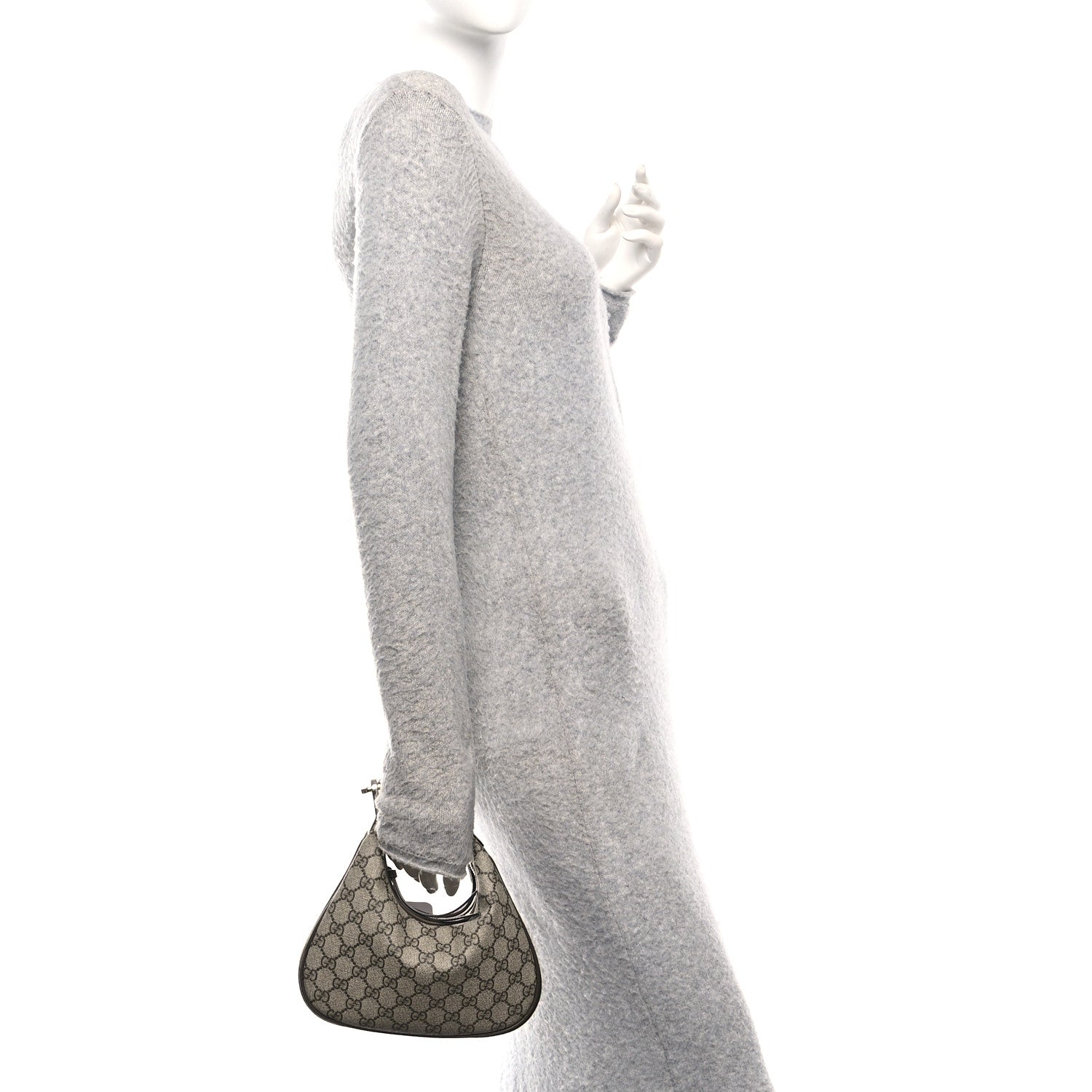 Gucci GG Supreme Monogram Textured Calfskin Web Small Attache Shoulder Bag Beige Ebony New Acero 2 of 10