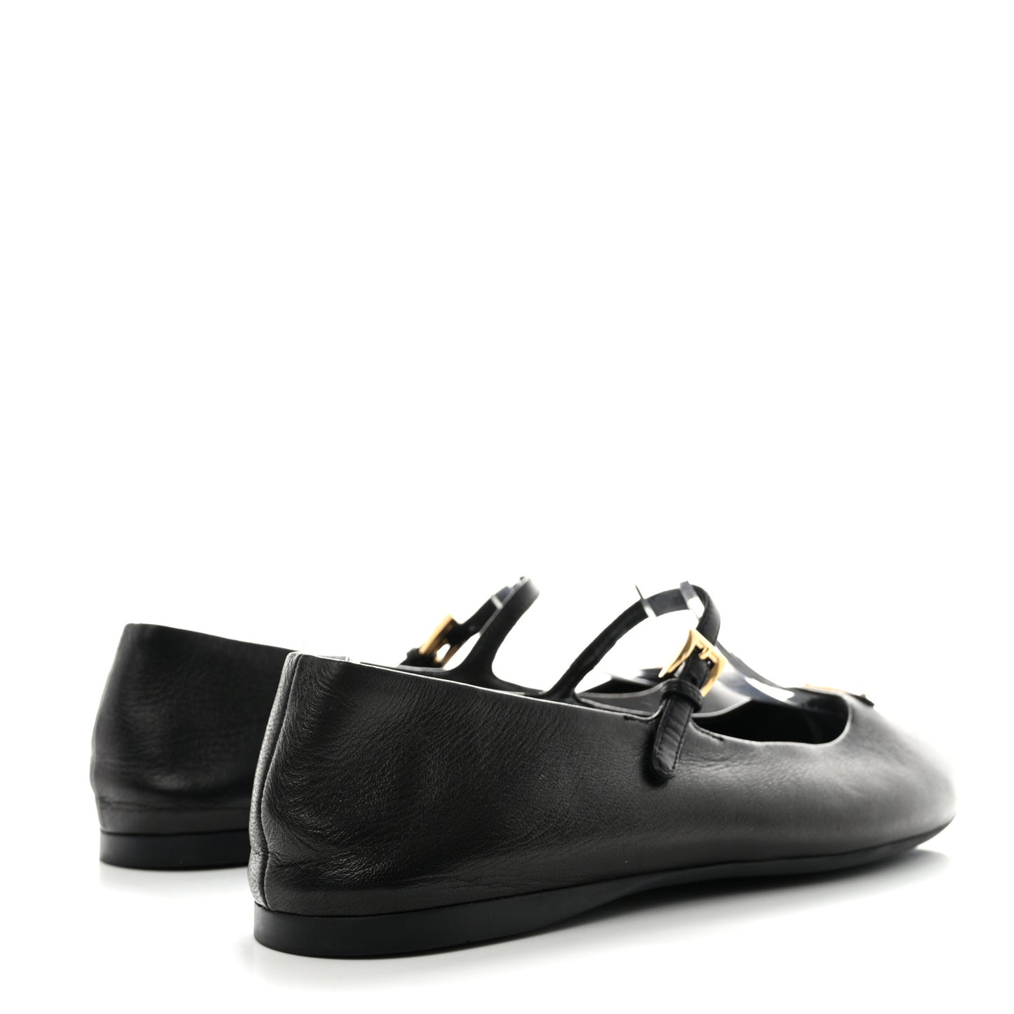 Nappa Metal Triangle Logo Ballet Flats 37.5 Black