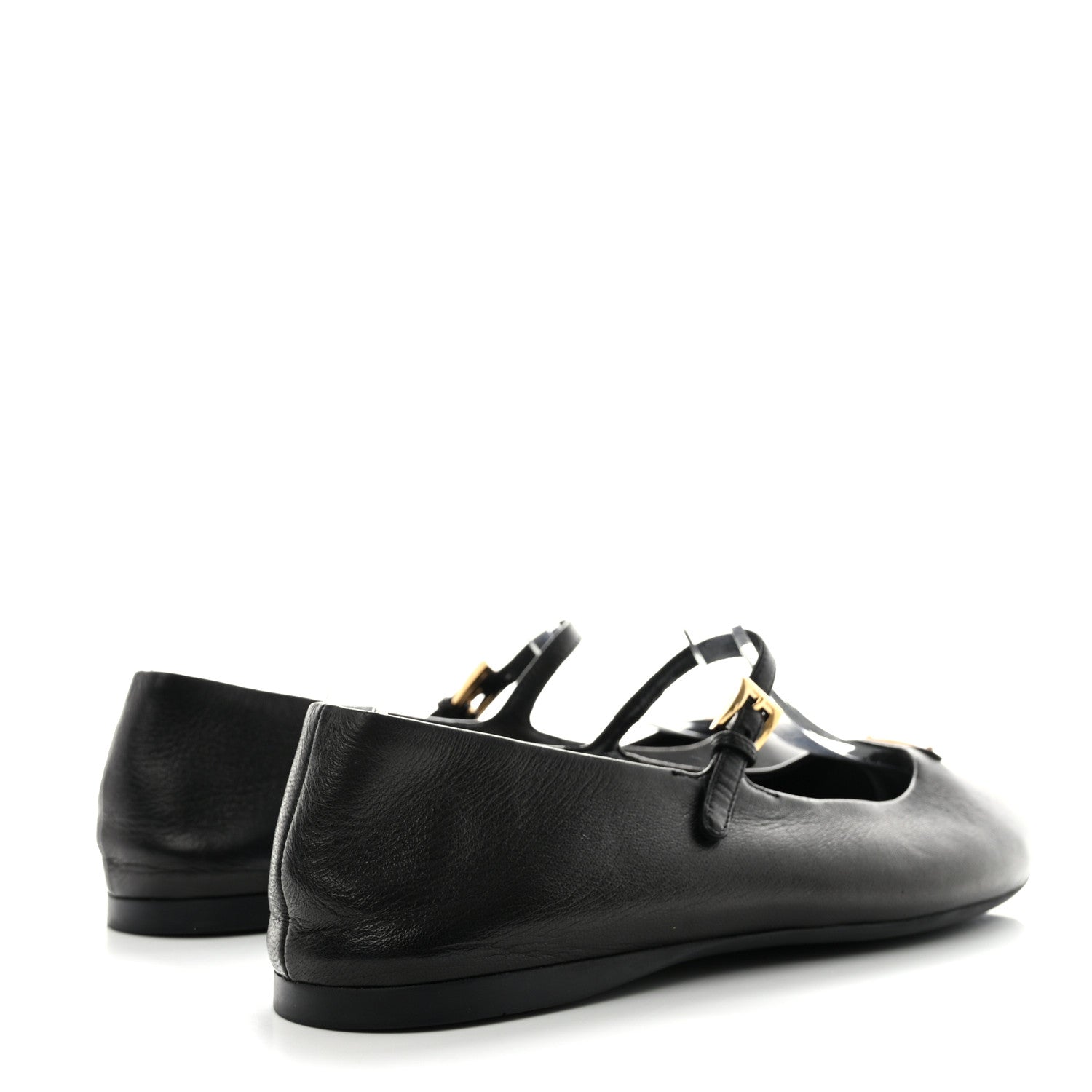 Prada Nappa Metal Triangle Logo Ballet Flats 37.5 Black 4 of 12