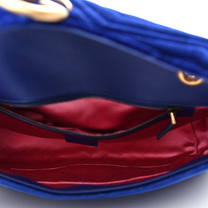 Gucci Velvet Matelasse Medium GG Marmont Shoulder Bag Cobalt Blue 5 of 10