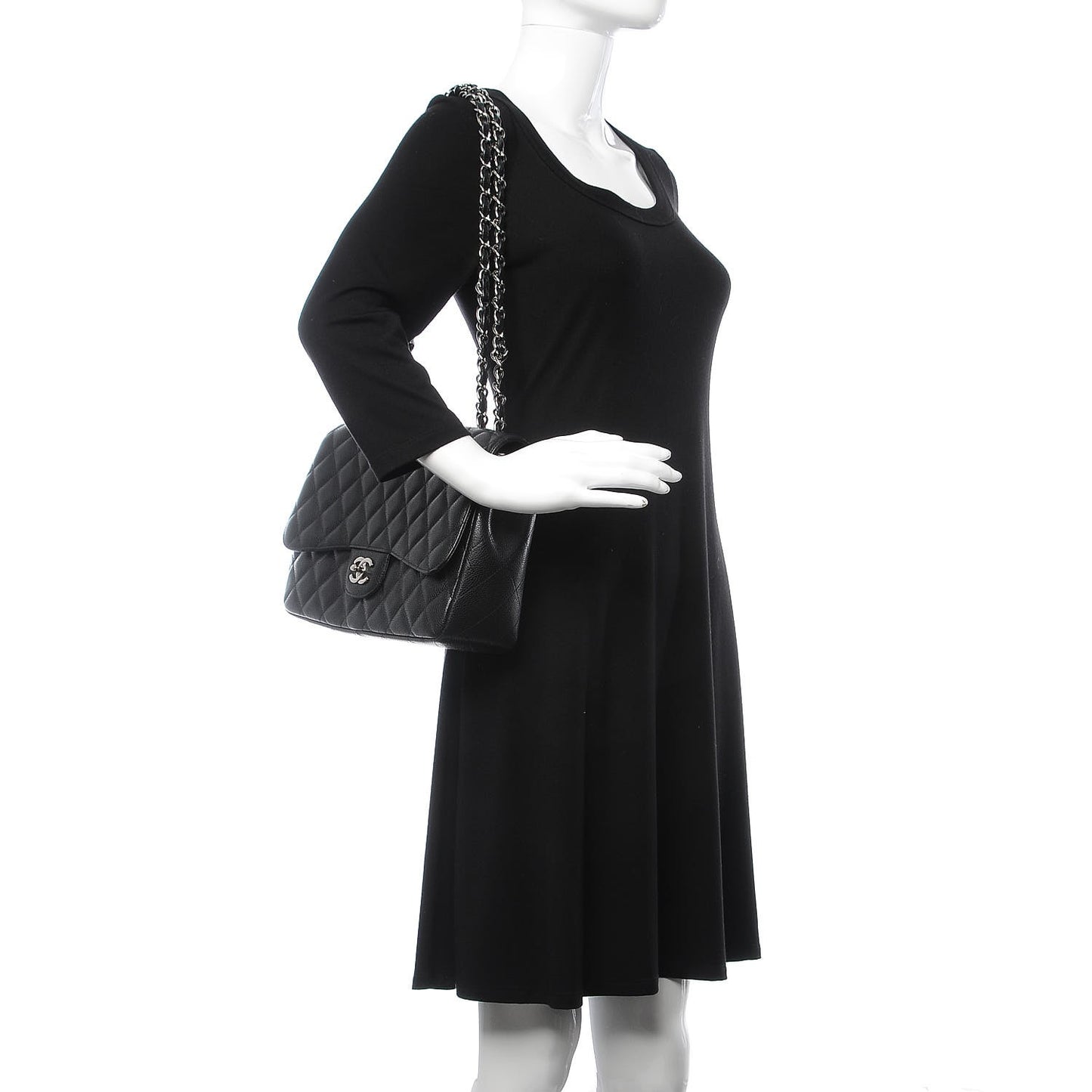 Caviar Quilted Jumbo Single Flap Black