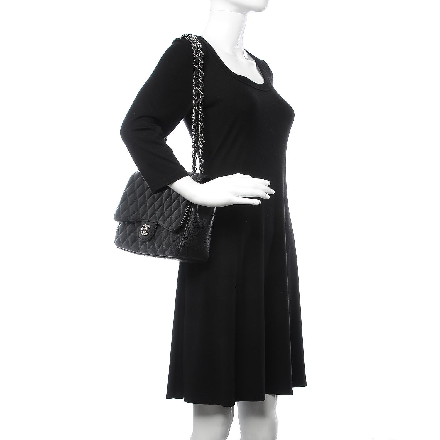 Chanel Caviar Quilted Jumbo Single Flap Black 2 of 7