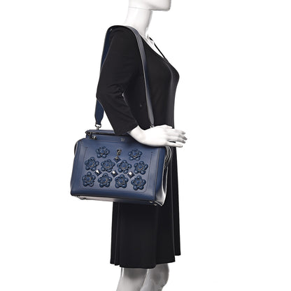 Fendi Calfskin Flowerland Studded Dotcom Satchel Blue 2 of 14