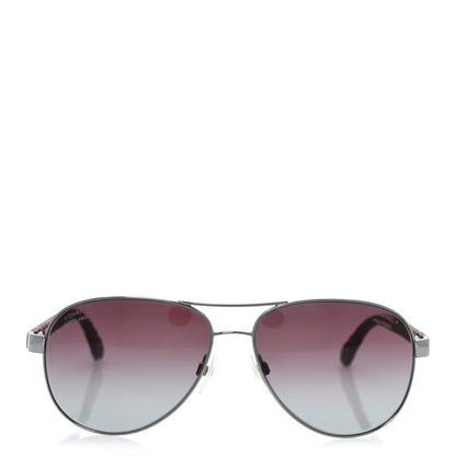 Chanel Metal Lambskin Quilted CC Pilot Summer Aviator Sunglasses 4204-Q Silver Burgundy 2 of 9