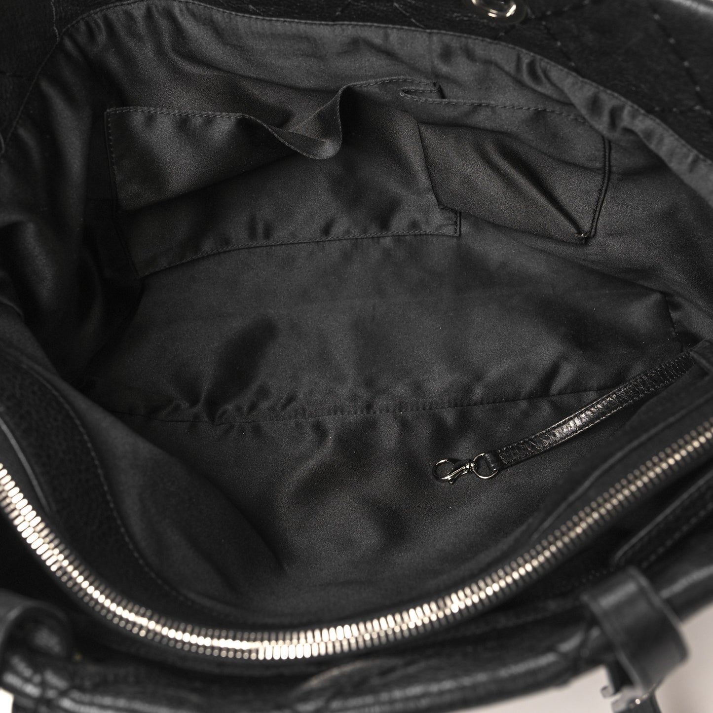 Glazed Calfskin Large On the Road Zip Tote Black