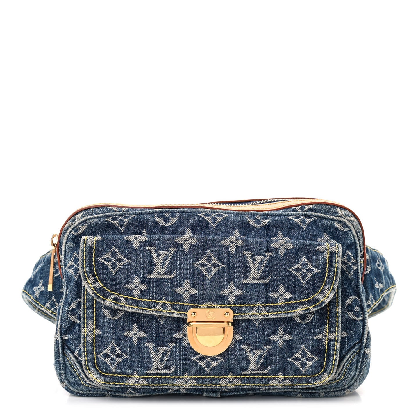 Monogram Denim Bum Bag Blue