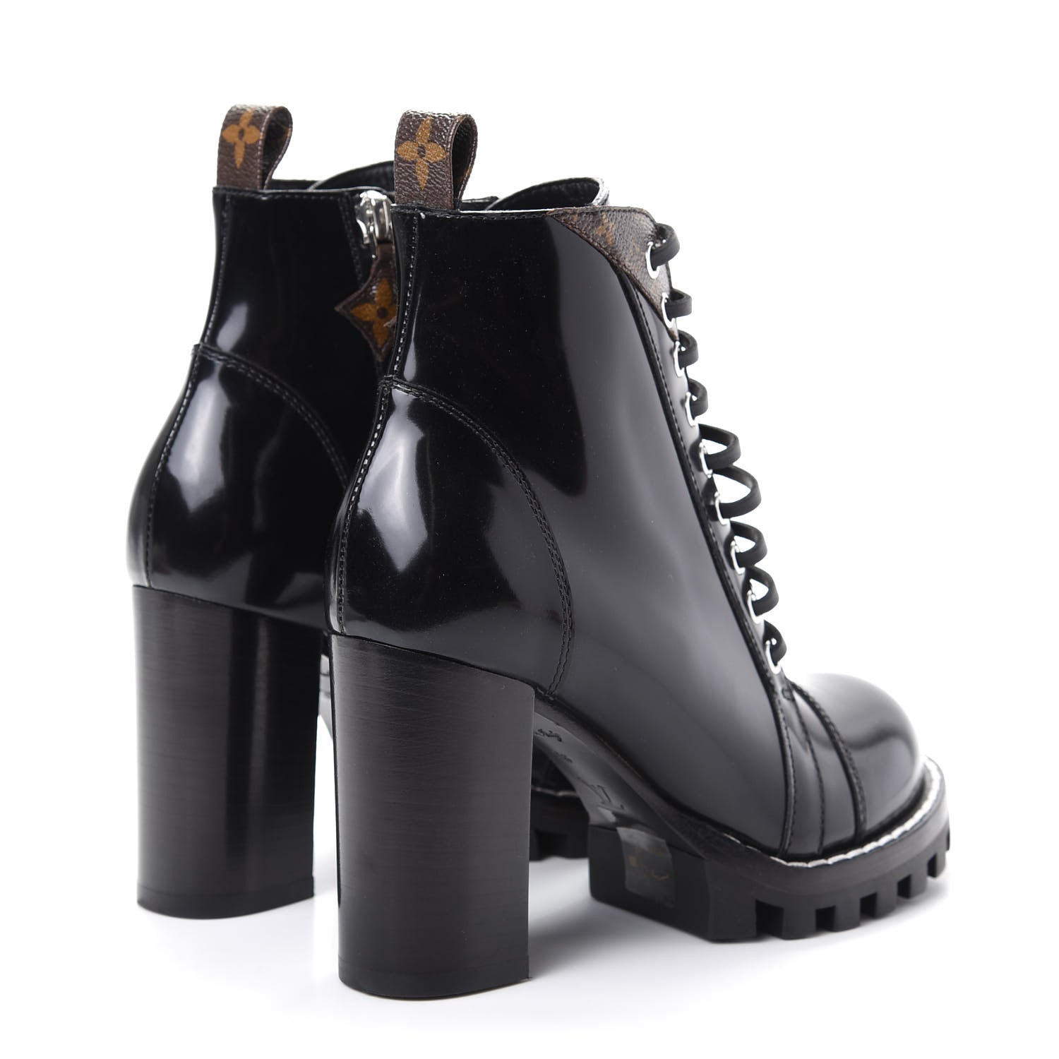 Louis Vuitton Patent Calfskin Monogram Star Trail Ankle Boots 36 Black 4 of 9