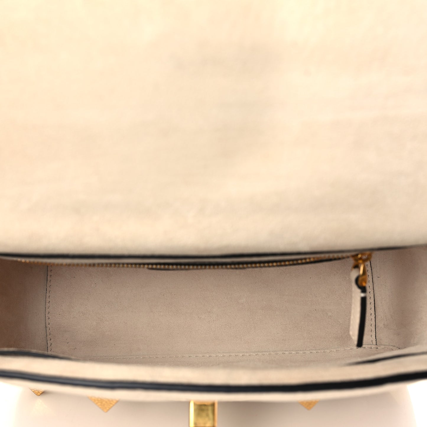 Grained Calfskin Medium Roman Stud Shoulder Bag Light Ivory