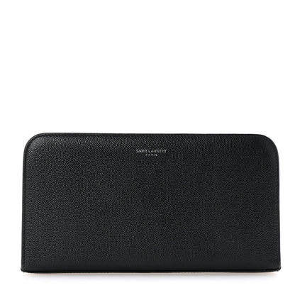 Saint Laurent Grain De Poudre Zip Around Travel Wallet Black 1 of 8