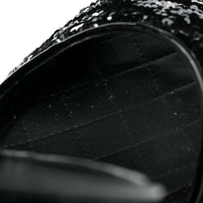 Chanel Sequin Wedge Sandals 40.5 Black 10 of 11