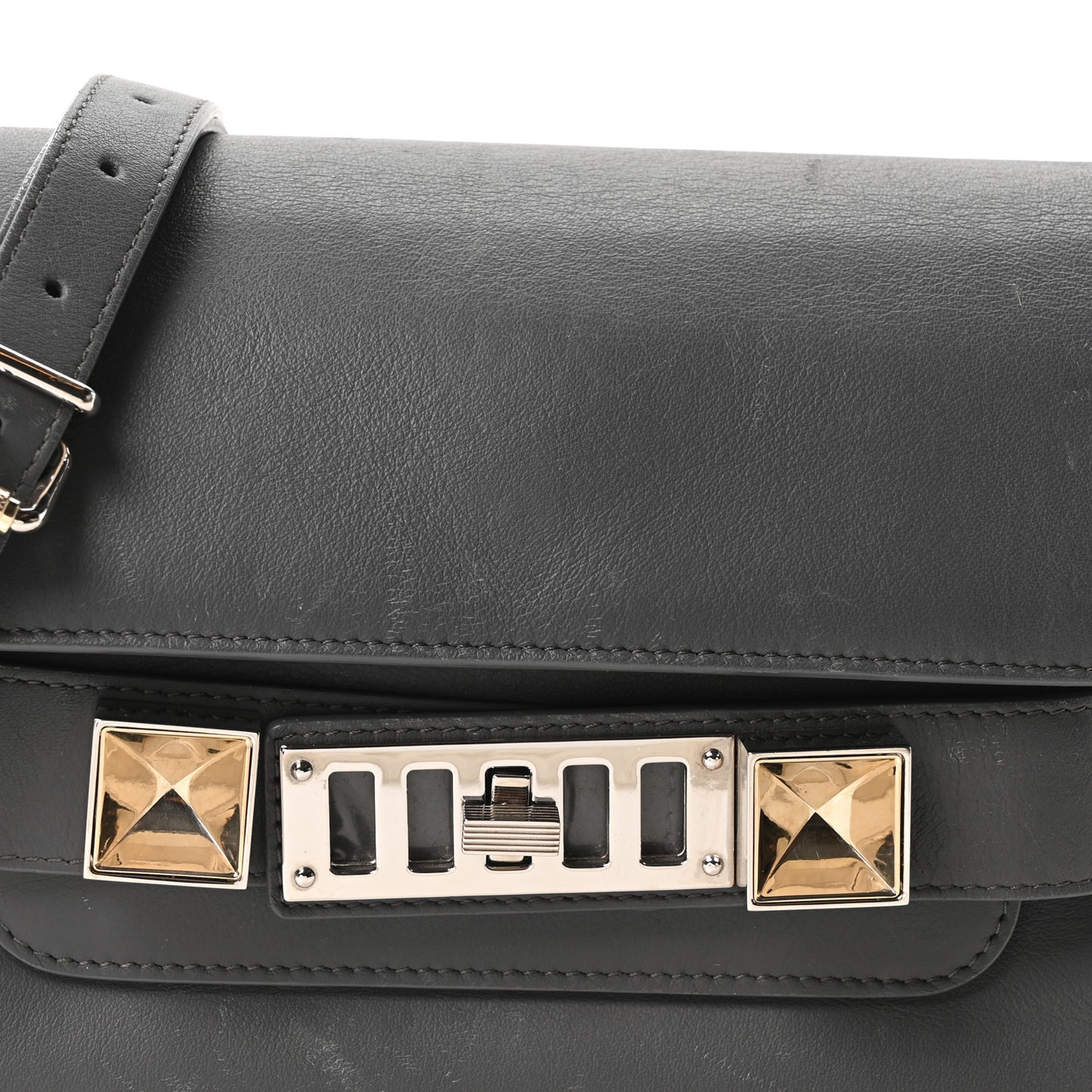 Calfskin Mini PS11 Classic Shoulder Bag Heather Grey