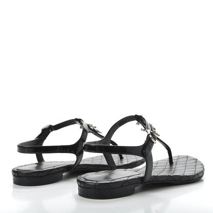 Chanel Patent Calfskin CC Chain Thong Sandals 35.5 Black 4 of 9