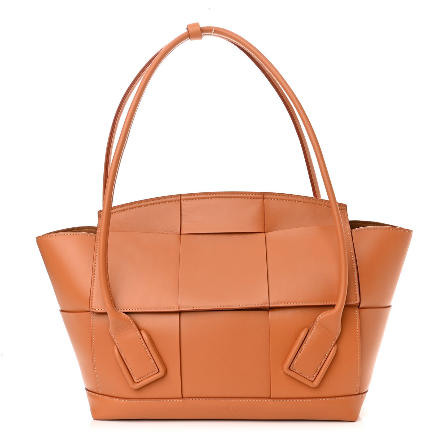 French Calfskin Maxi Intrecciato Medium Arco Caramel