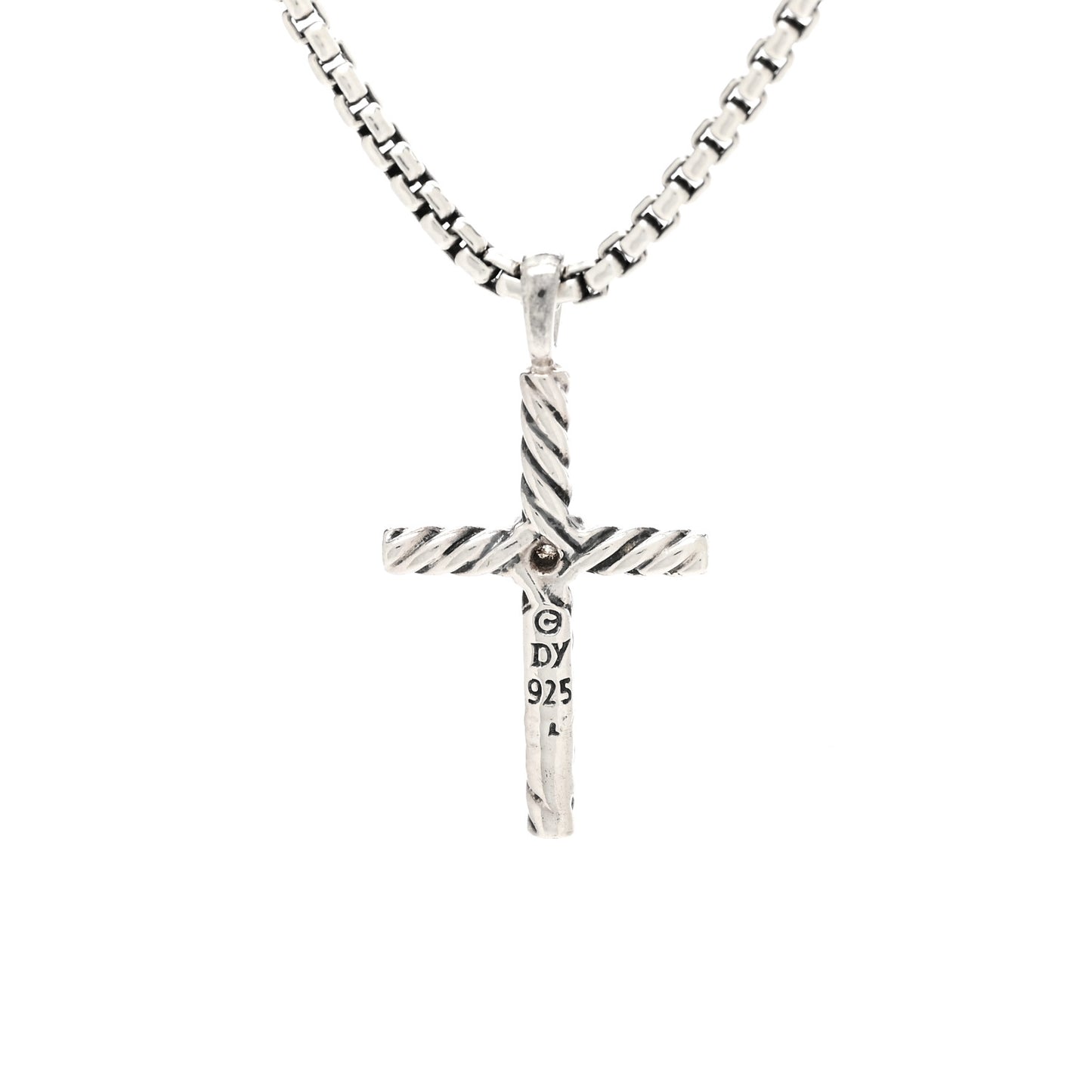 Sterling Silver Diamond Cable Classics Cross Necklace