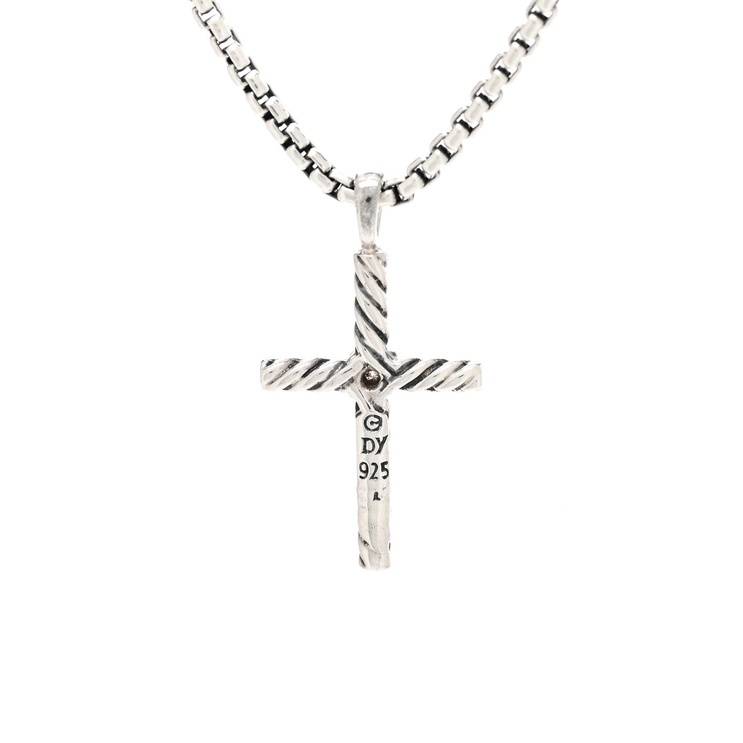 David Yurman Sterling Silver Diamond Cable Classics Cross Necklace 4 of 4