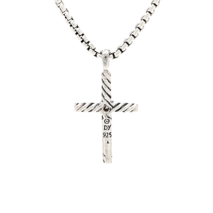 David Yurman Sterling Silver Diamond Cable Classics Cross Necklace 4 of 4