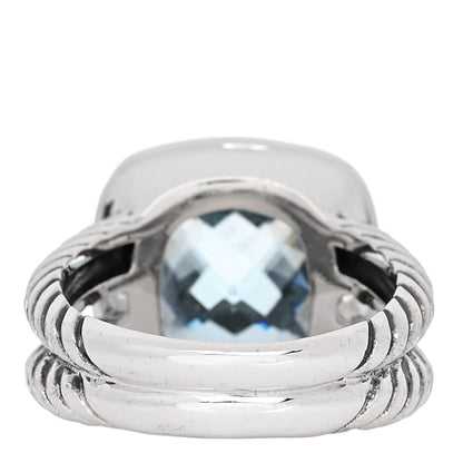 David Yurman Sterling Silver Diamond Blue Topaz 11mm Albion Ring 54 6.75 4 of 5