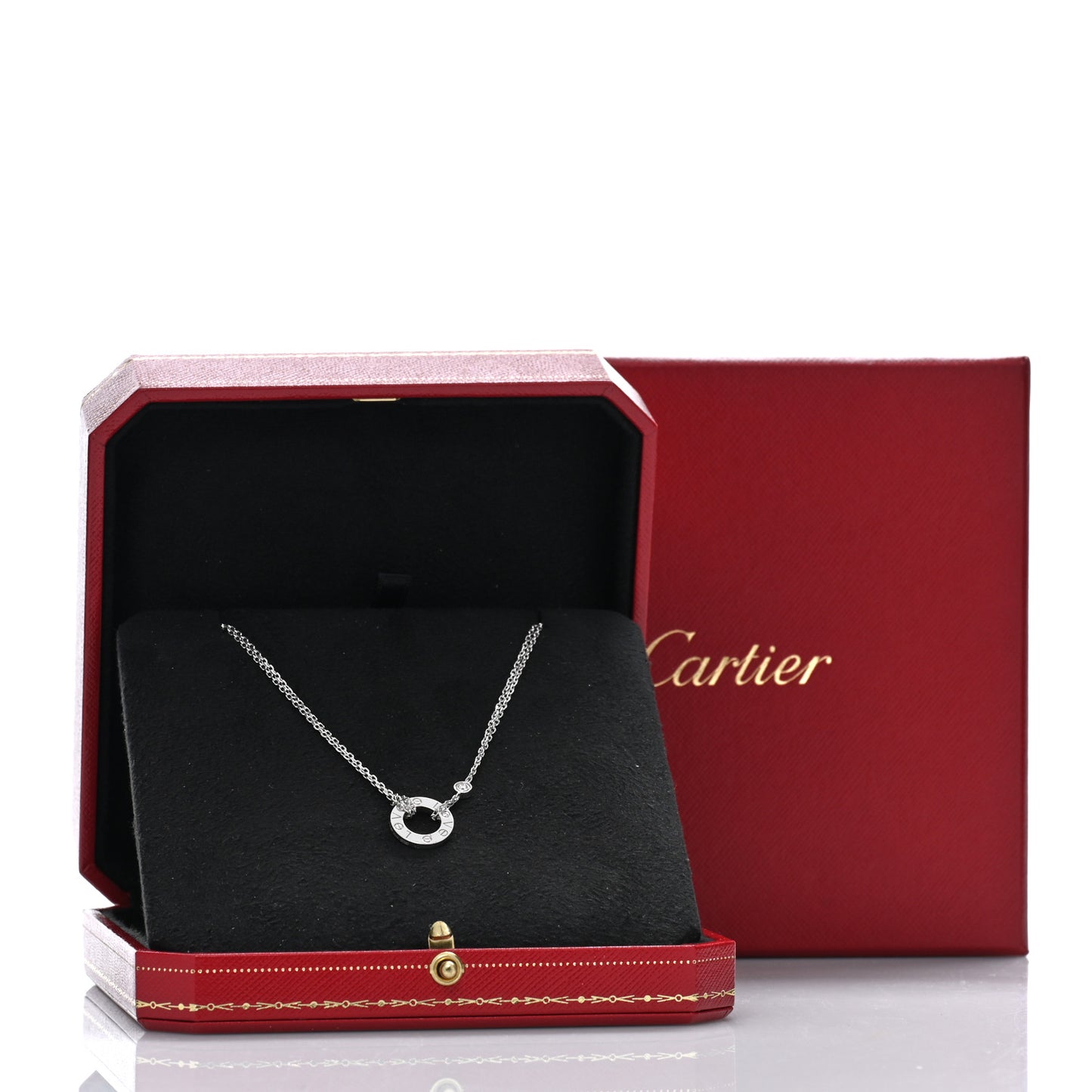 18K White Gold 2 Diamond LOVE Necklace