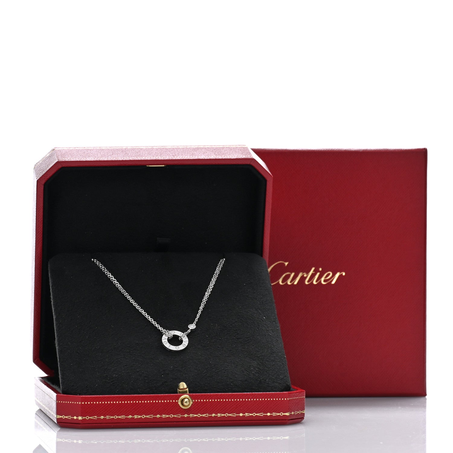 Cartier 18K White Gold 2 Diamond LOVE Necklace 5 of 5