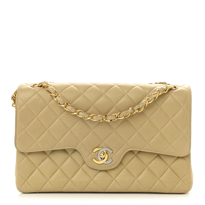 Chanel Lambskin Quilted Medium Double Flap Beige 1 of 14