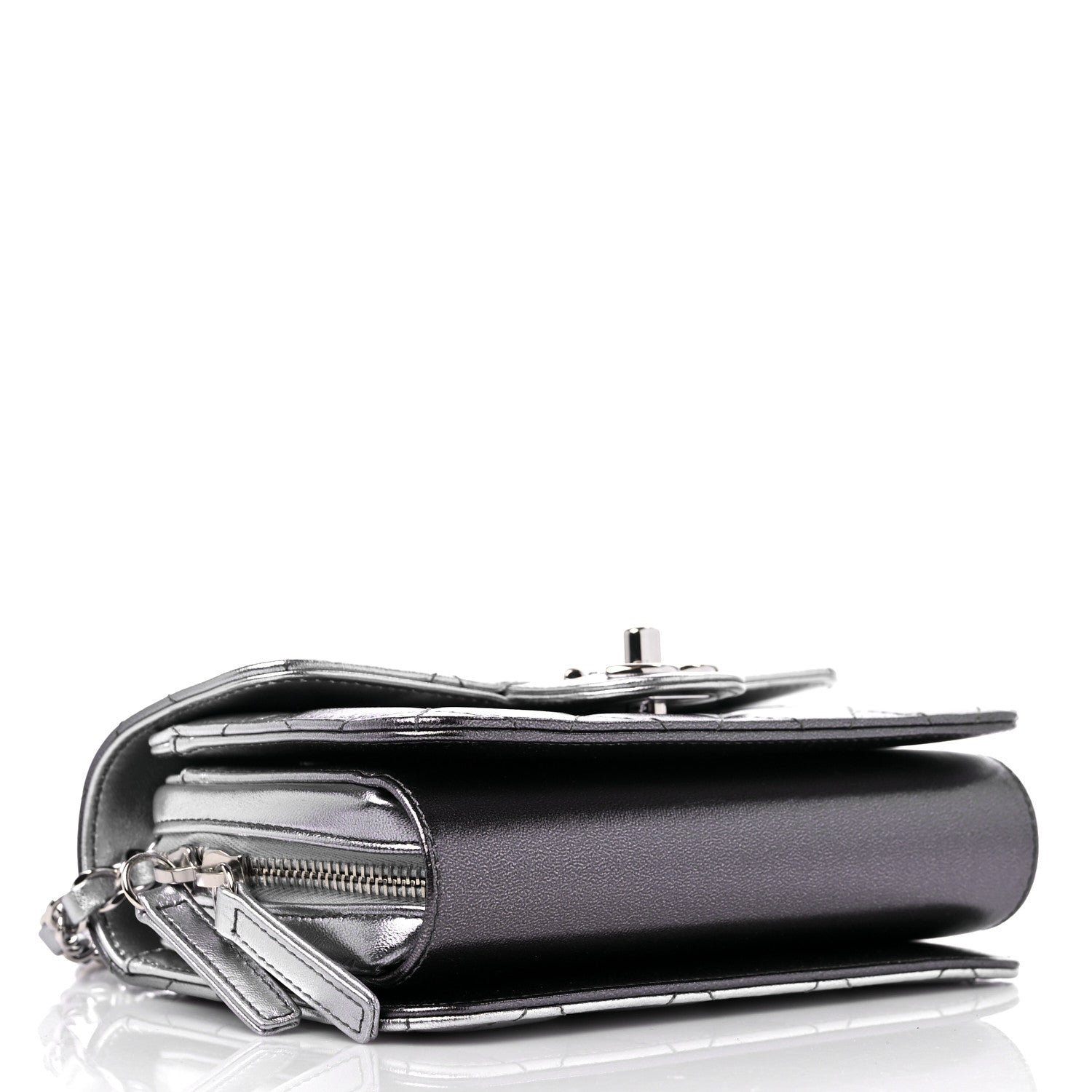 Chanel Metallic Lambskin Like A Wallet Flap Silvery Black 4 of 10