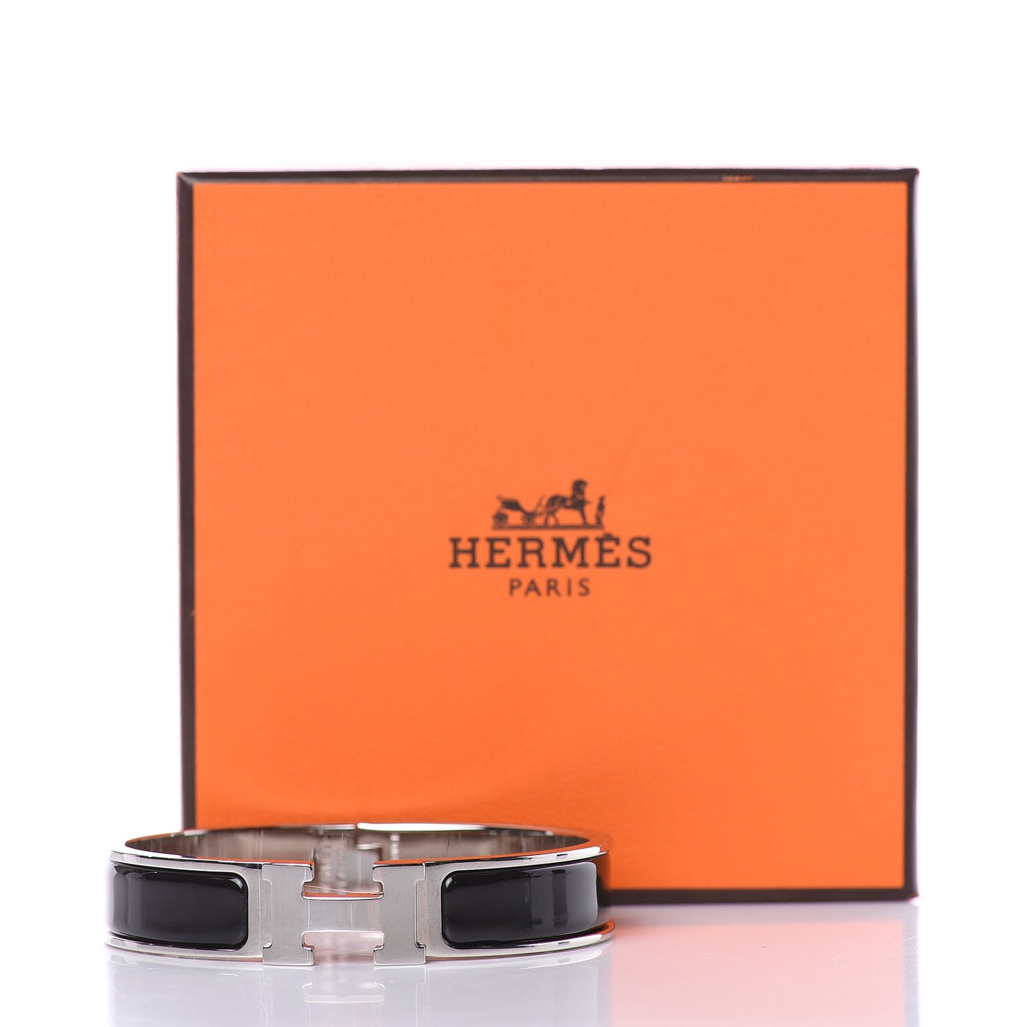 Enamel Narrow Clic Clac H Bracelet PM Black