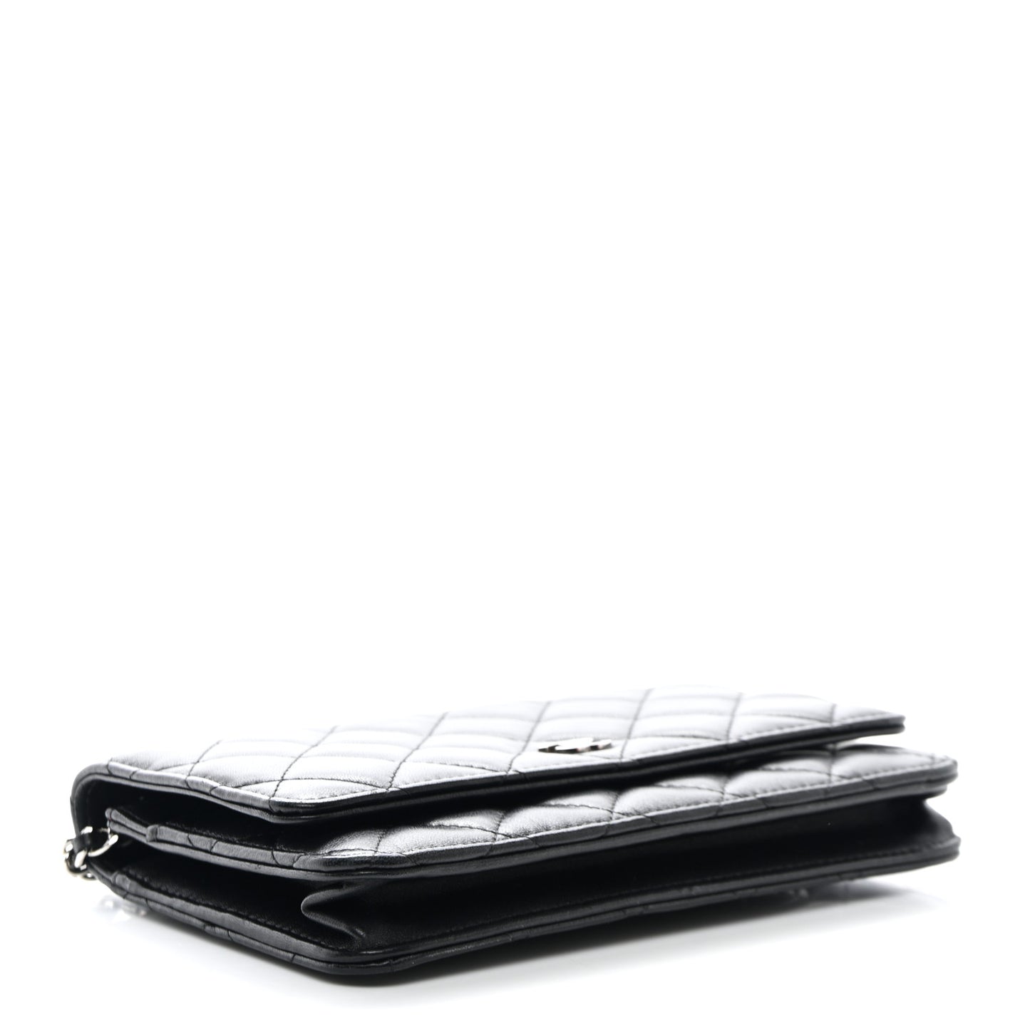 Lambskin Quilted Wallet On Chain WOC Black
