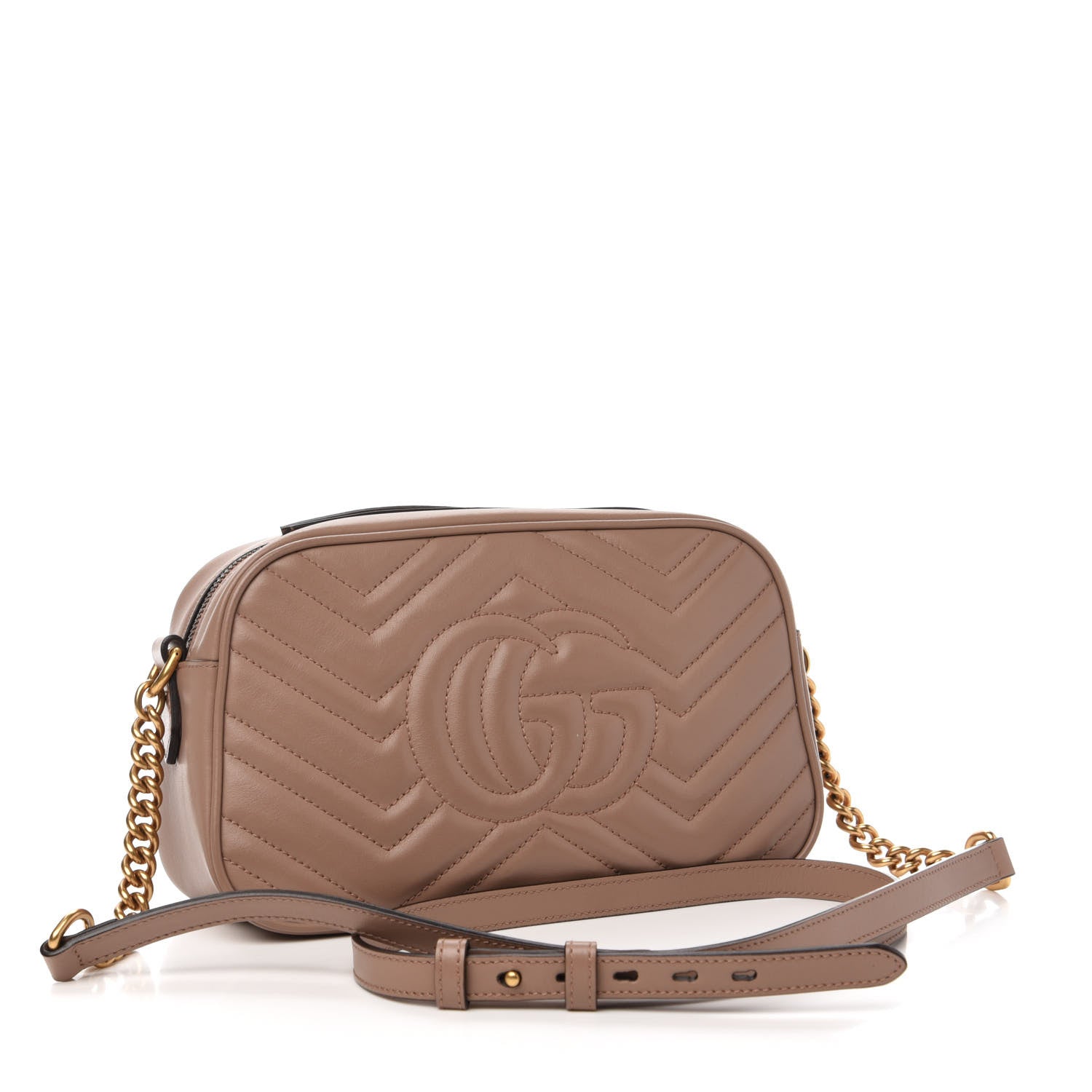 Gucci Calfskin Matelasse Small GG Marmont Chain Shoulder Bag Porcelain Rose 3 of 13