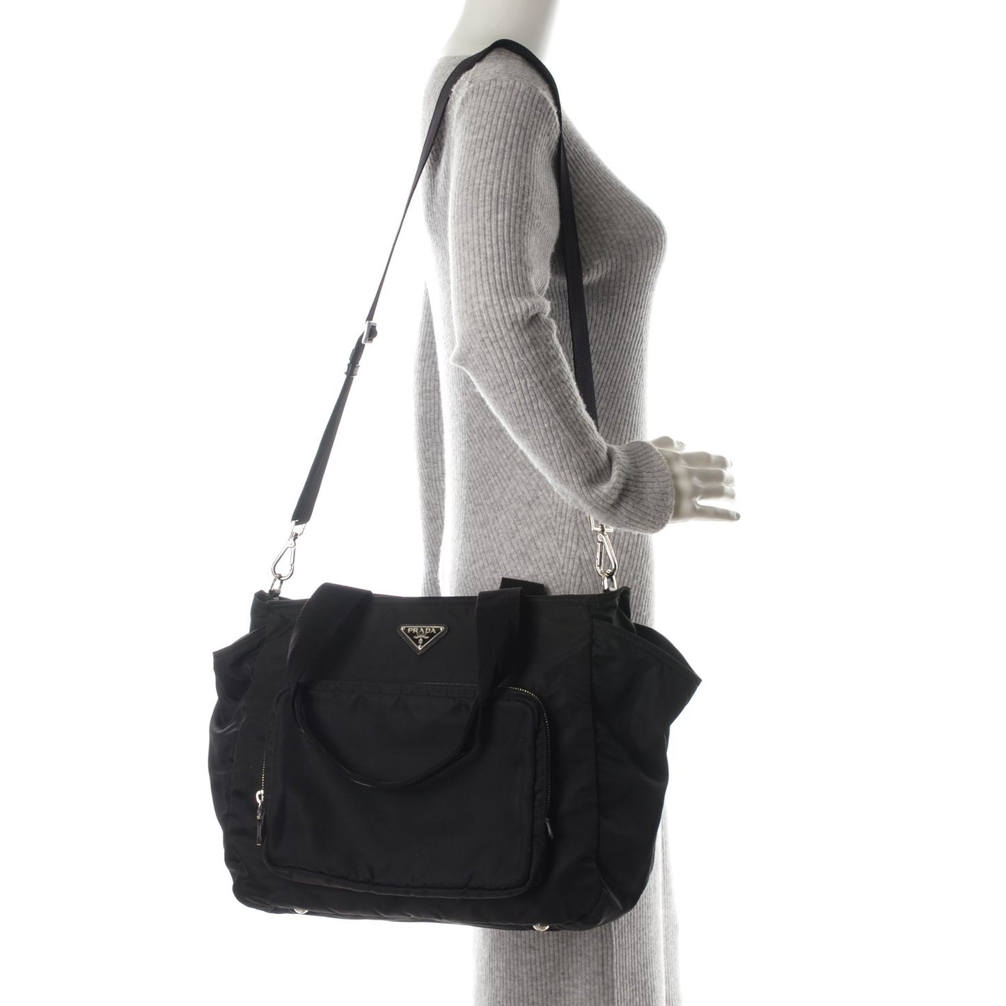 Tessuto Nylon Vela Diaper Bag Black