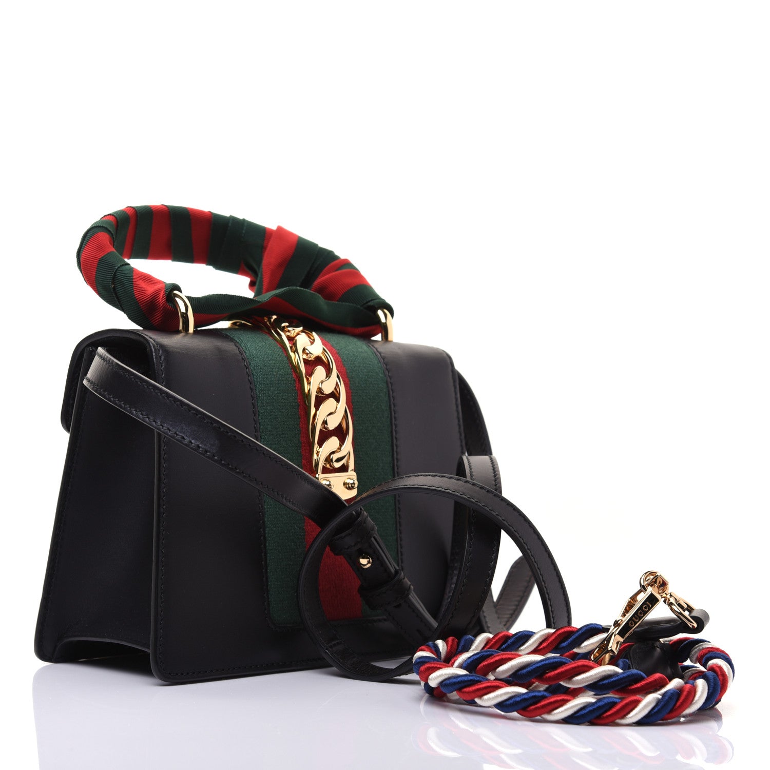 Gucci Calfskin Mini Sylvie Top Handle Bag Black 3 of 18