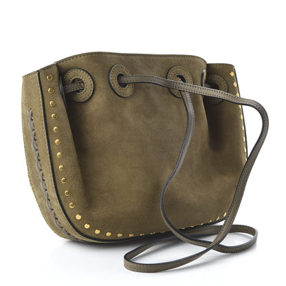 Chloe Suede Studded Small Inez Drawstring Bag Merino Grey 3 of 9