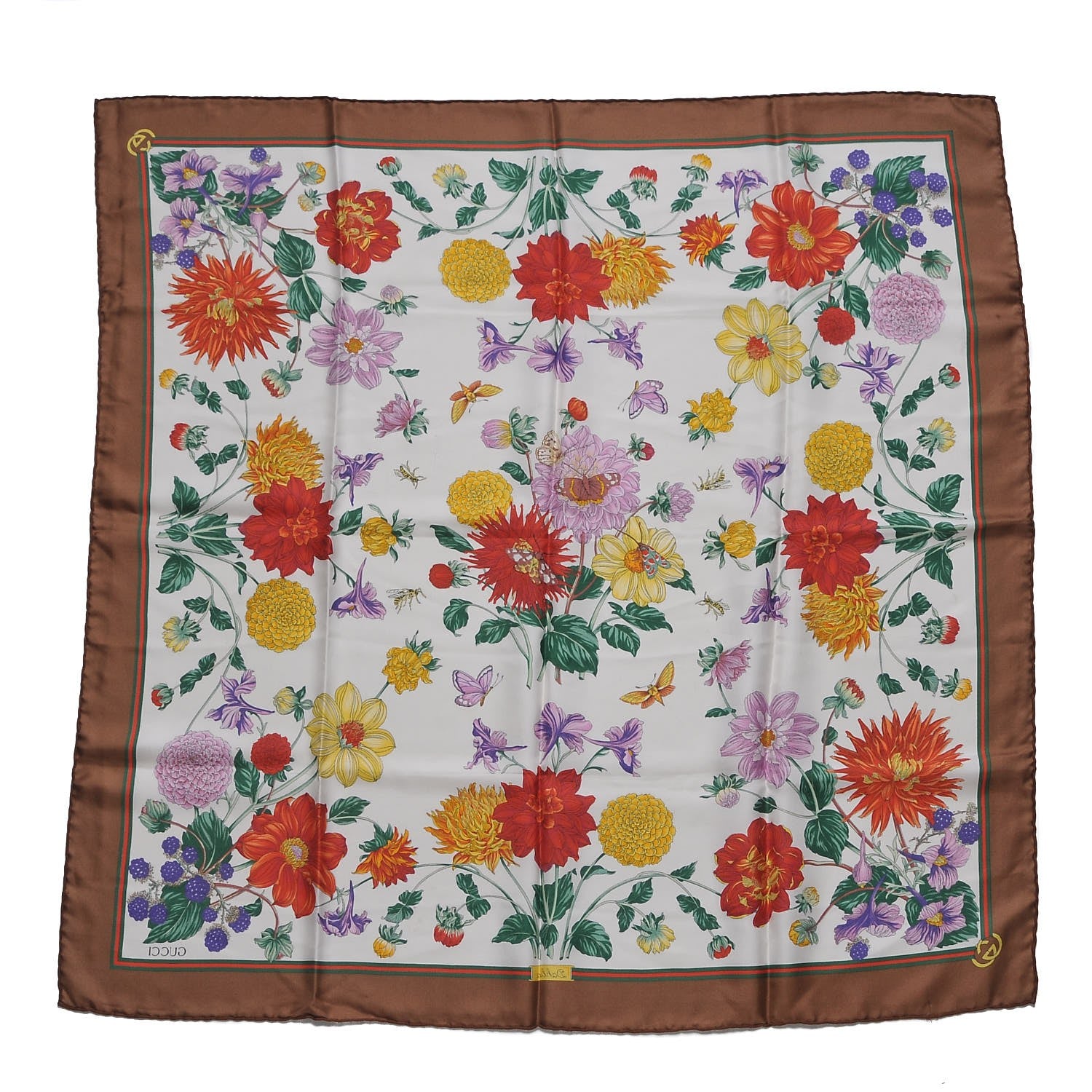 Gucci Silk Dahlia Floral Square Scarf Multi 3 of 8