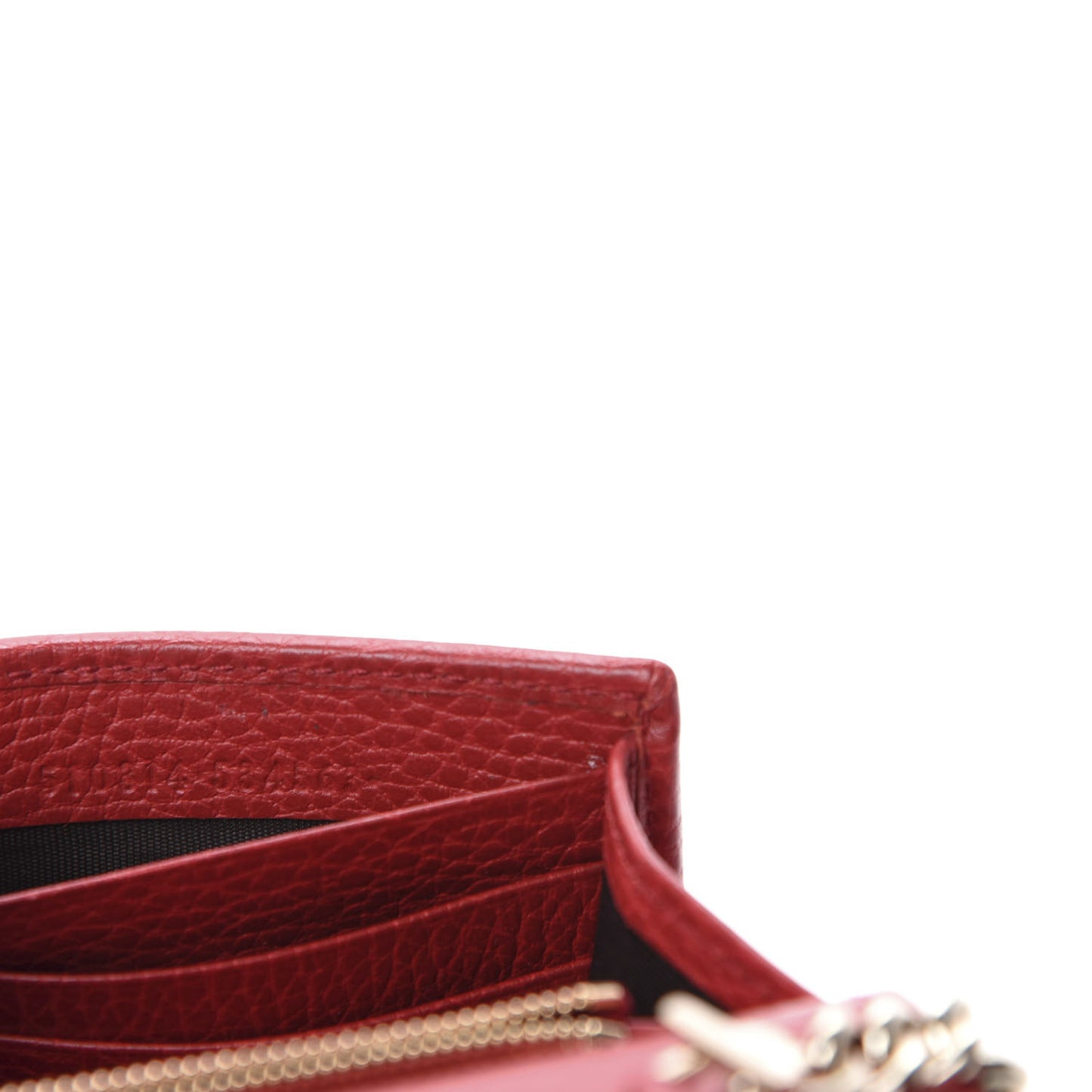 Dollar Calfskin Interlocking G Chain Wallet Red