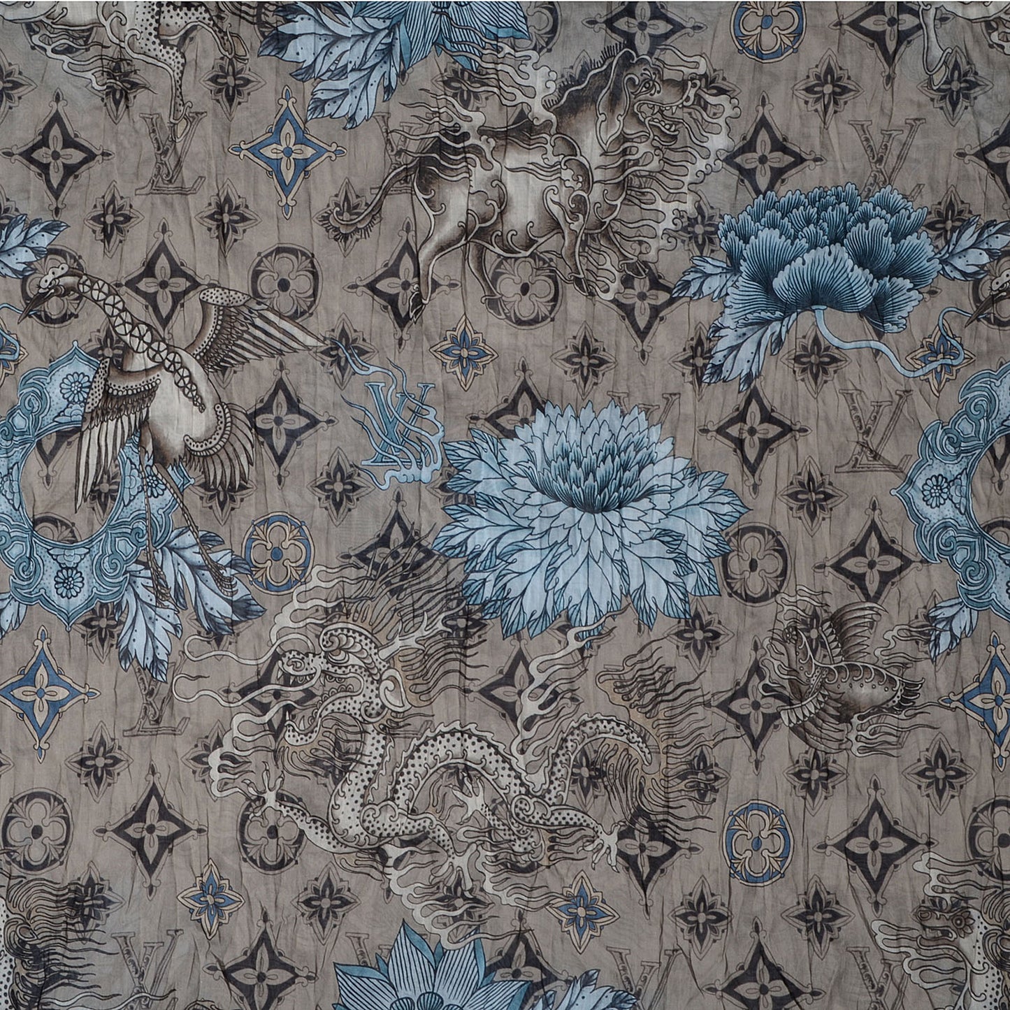 Cotton Etole Tattoo Scarf Kaki