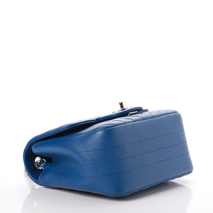 Chanel Caviar Chevron Quilted Mini Square Flap Blue 4 of 9