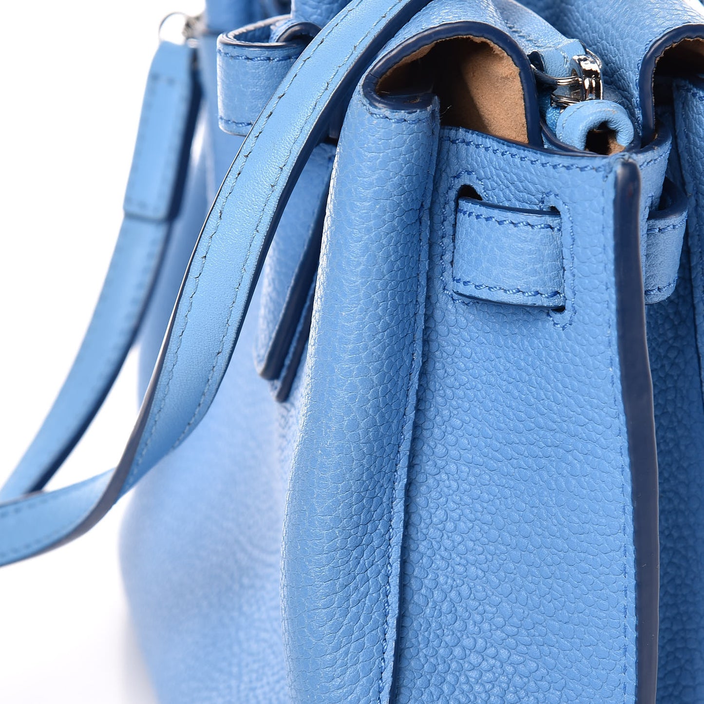 Grained Calfskin Mini Milla Tote Mediterranean Blue