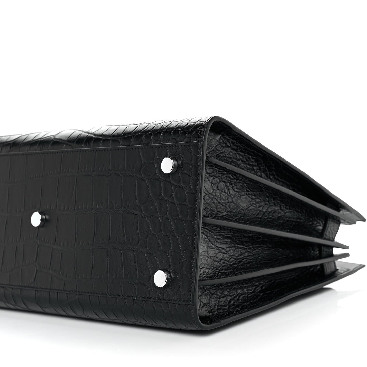 Calfskin Crocodile Embossed Small Sac de Jour Black