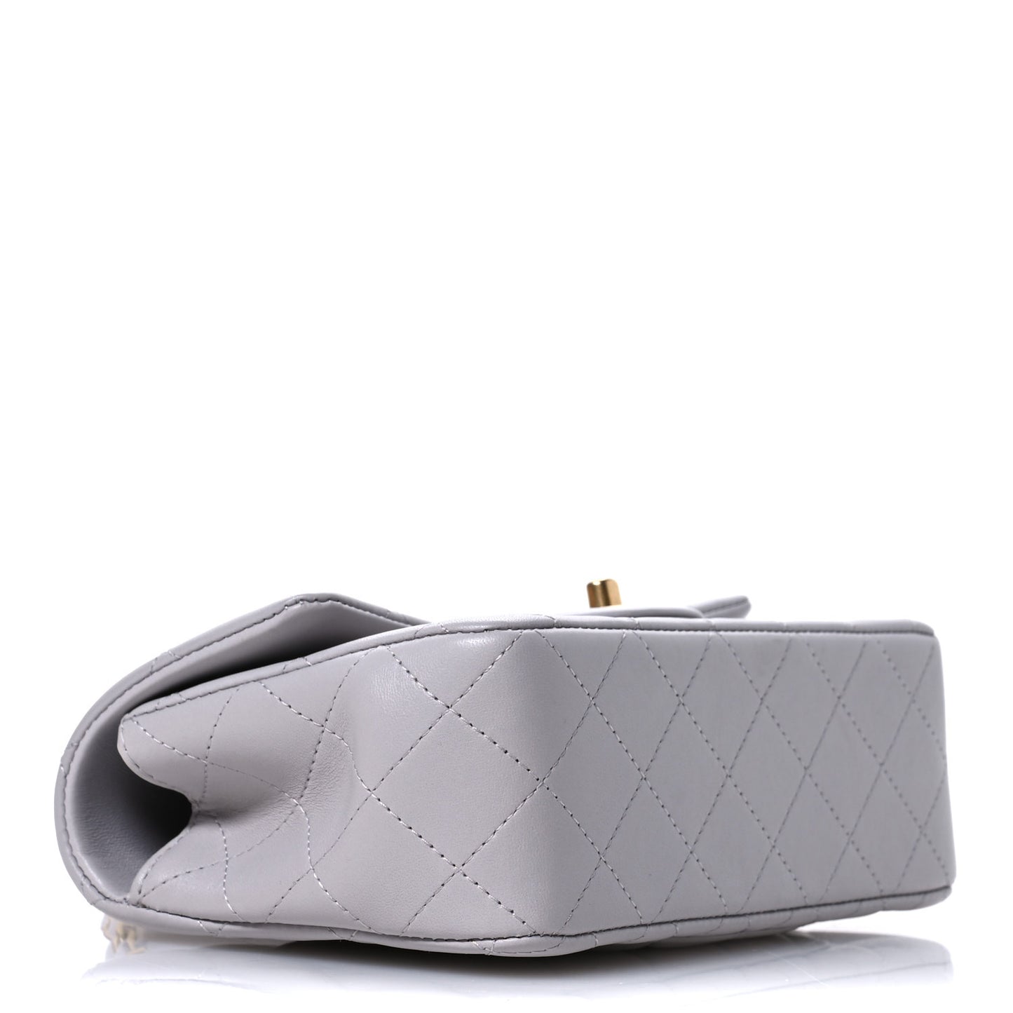 Lambskin Quilted Mini Top Handle Rectangular Flap Grey