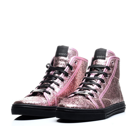 Gucci Nappa Glitter Galactica High Top Sneakers 38.5 Pink 3 of 9