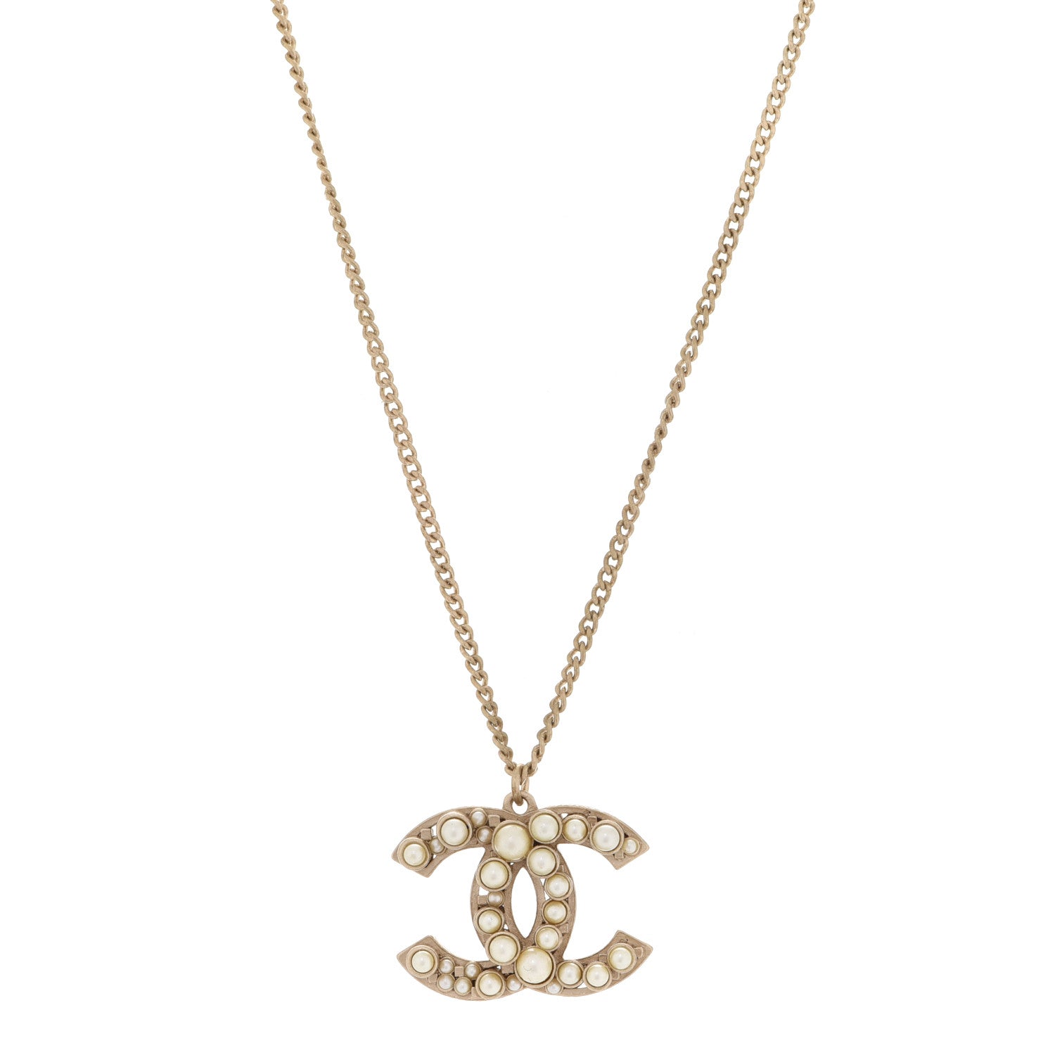 Chanel Pearl CC Pendant Necklace Gold 1 of 5