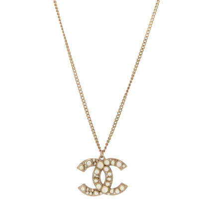 Chanel Pearl CC Pendant Necklace Gold 1 of 5