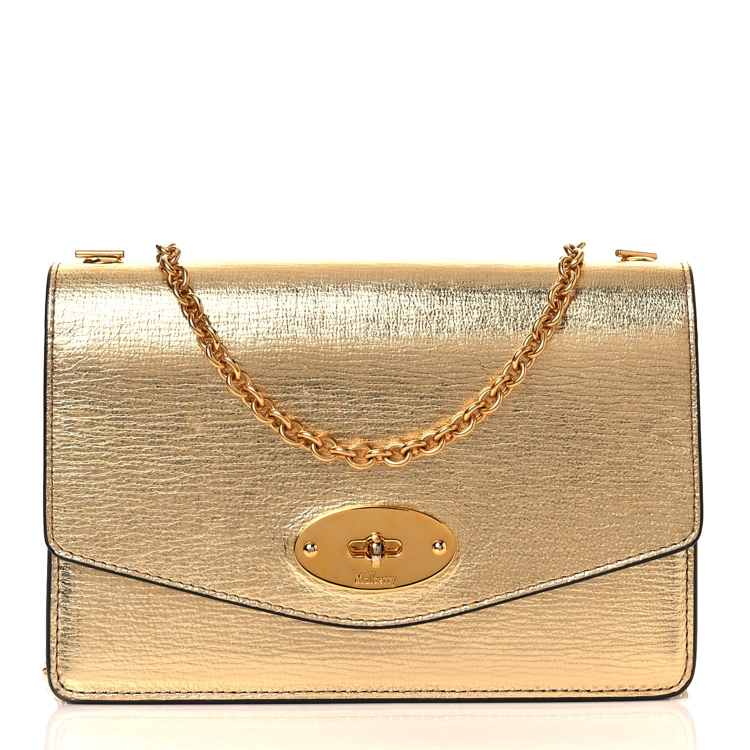 Mulberry Metallic Classic Grain Calfskin Small Darley Gold 961744