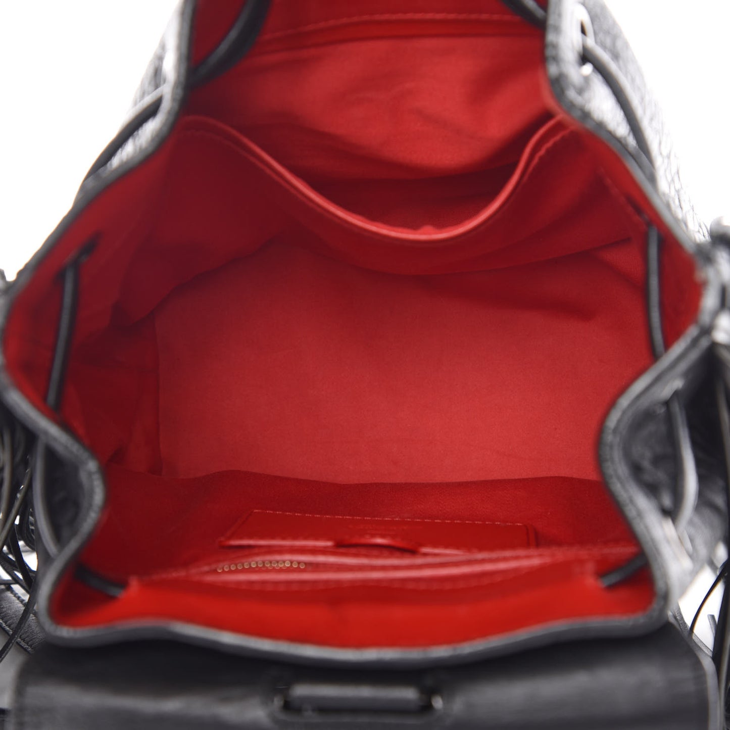 Pebbled Calfskin Fringe Lucky L Convertible Backpack Black